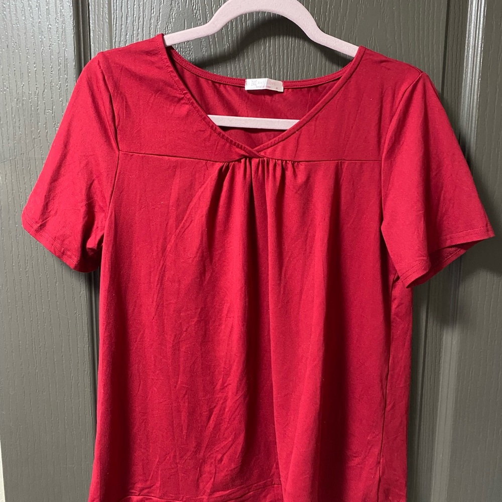 Women's Red V-Neck Top